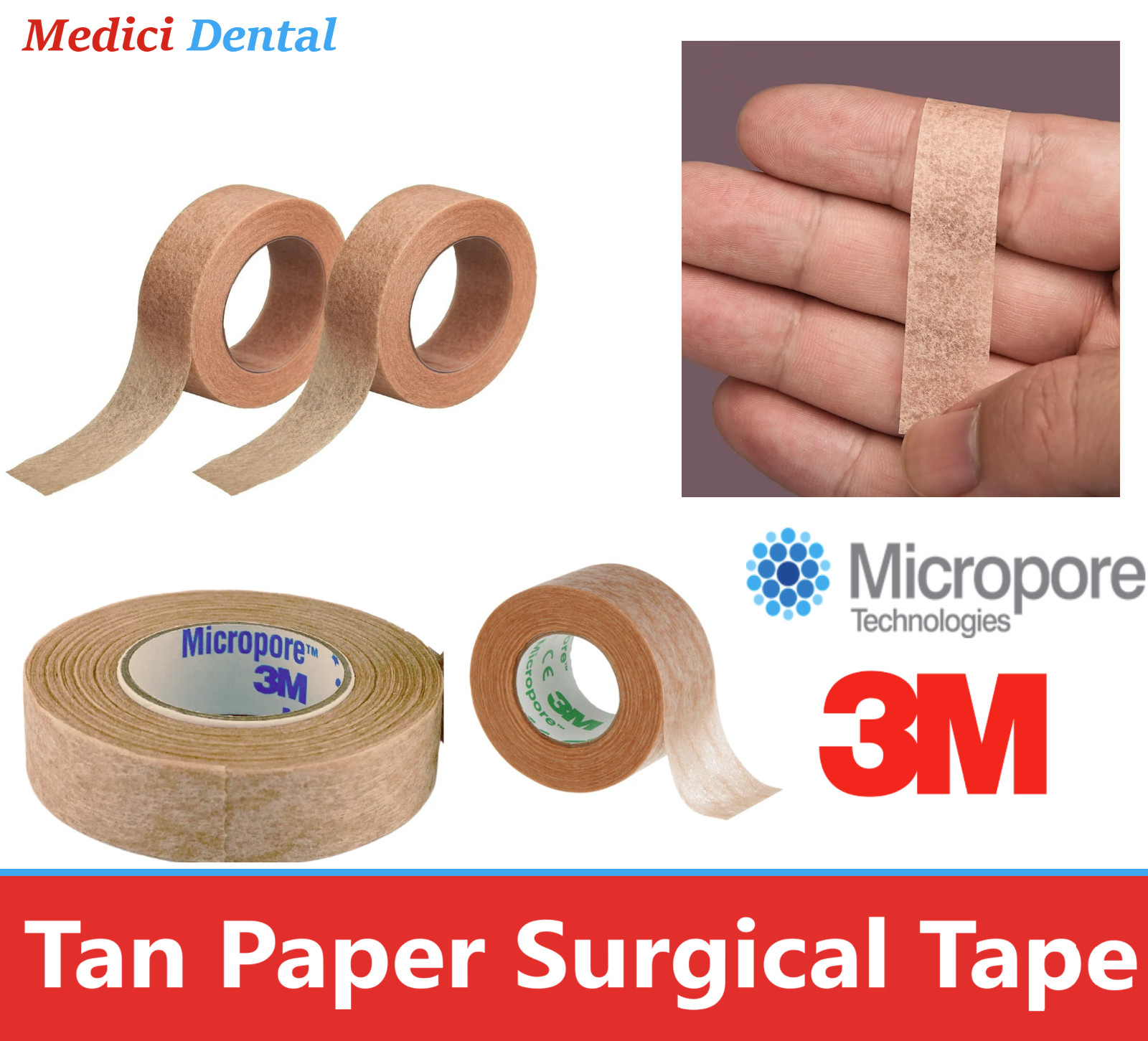 3M SOLVENTUM MICROPORE™ SURGICAL TAPES Tan Paper Surgical Tape, ½” x 10 yds