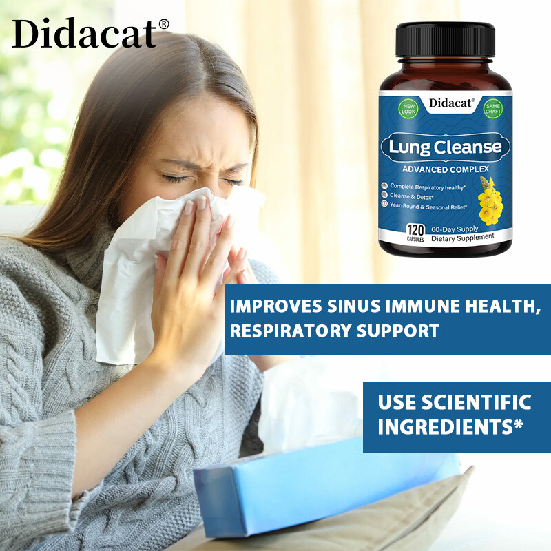 Mullein Leaf Capsules for Lung Cleansing & Detox, Herbal Dietary Supplement
