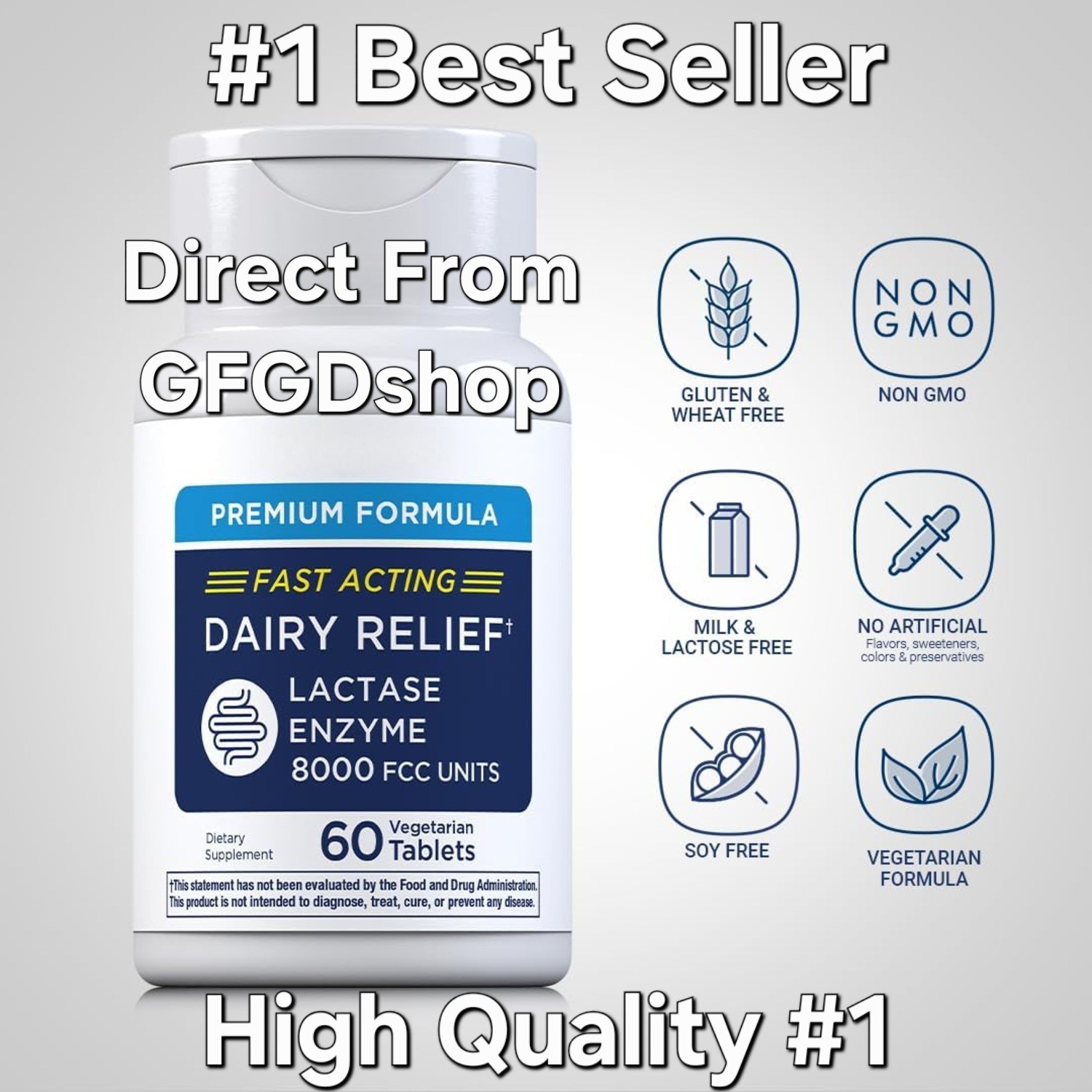 Dairy Relief Lactose Intolerance Tablets Lactase Enzyme Digestive Supplement