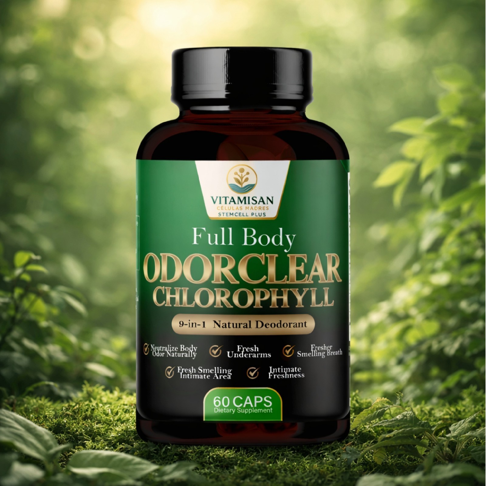 VITAMISAN OdorClear Chlorophyll Capsules – Internal Deodorant – 60 Caps