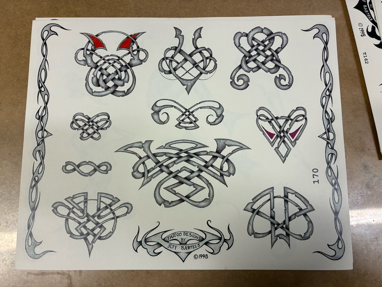Tattoo Flash Single Sheet Print by Jeff Bartels Traditional Style 11” X 14” 170