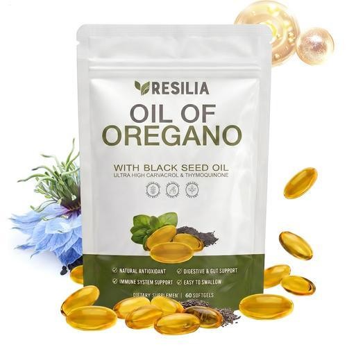Resilia Oil of Oregano 6000mg including Black Seed Oil Softgels – 60 Capsules