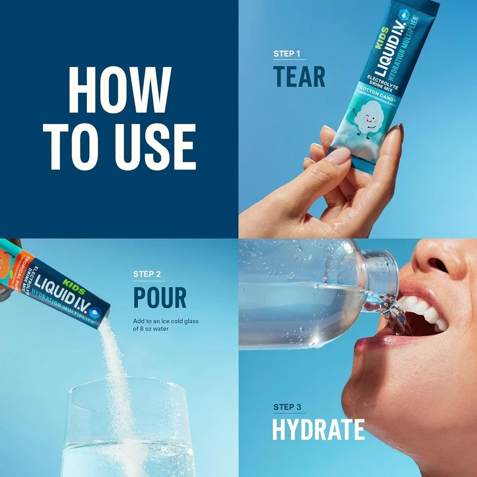 Liquid I.V. Hydration Multiplier Electrolyte Drink Mix, Cotton Candy, 16 Serving