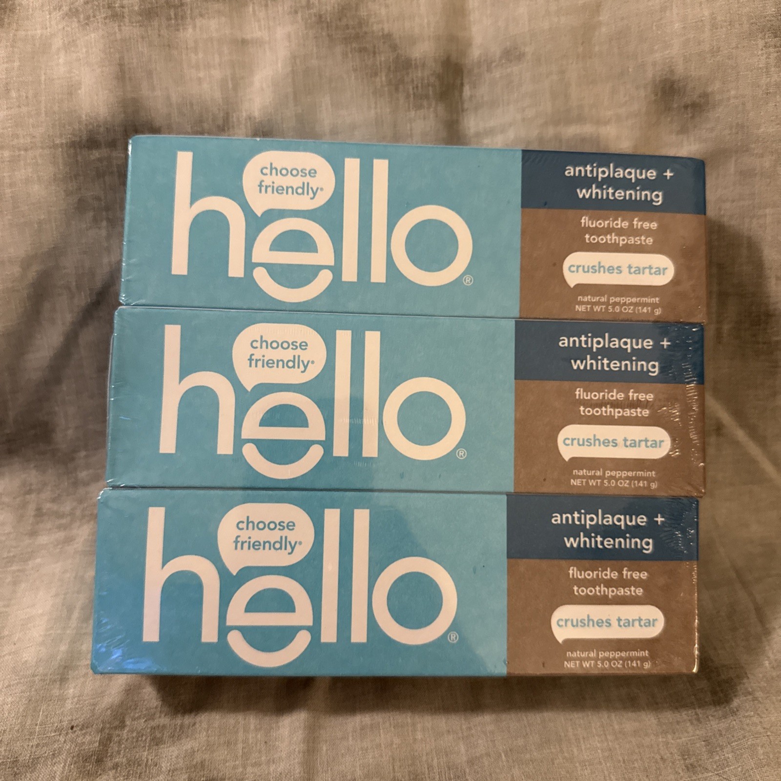 Hello Toothpaste Antiplaque Whitening Fluoride Free 4.7 oz Pack of 3