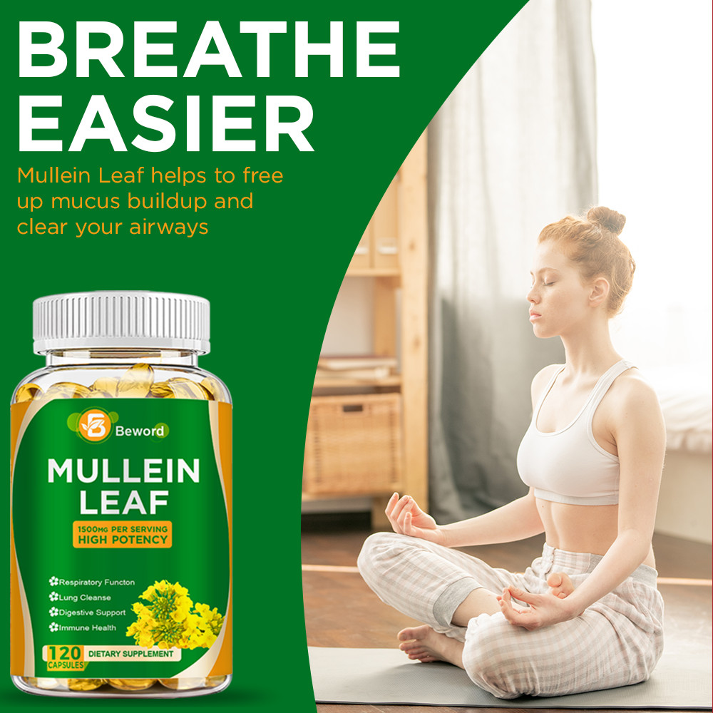 Mullein Leaf Capsules – Lung Cleanse & Cough Relief, Respiratory Health, Detox