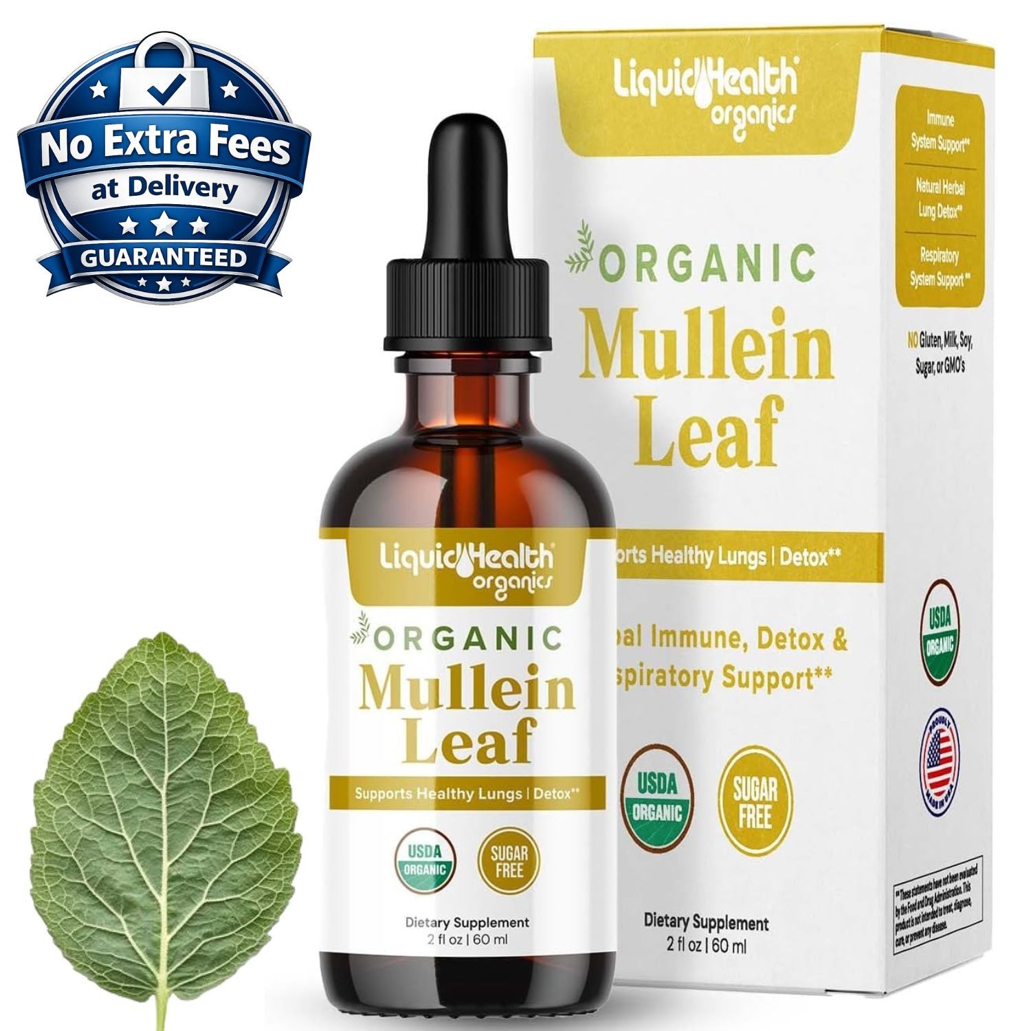1/2 Paquete – Gotas Orgánicas de Extracto de Hoja de Gordolobo Mullein 2 oz
