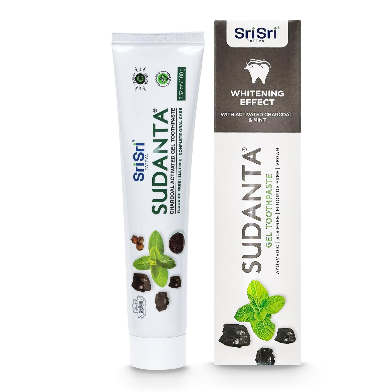 Sri Sri Tattva Sudanta Charcoal Toothpaste Gel – SLS, Fluoride Free Herbal To…