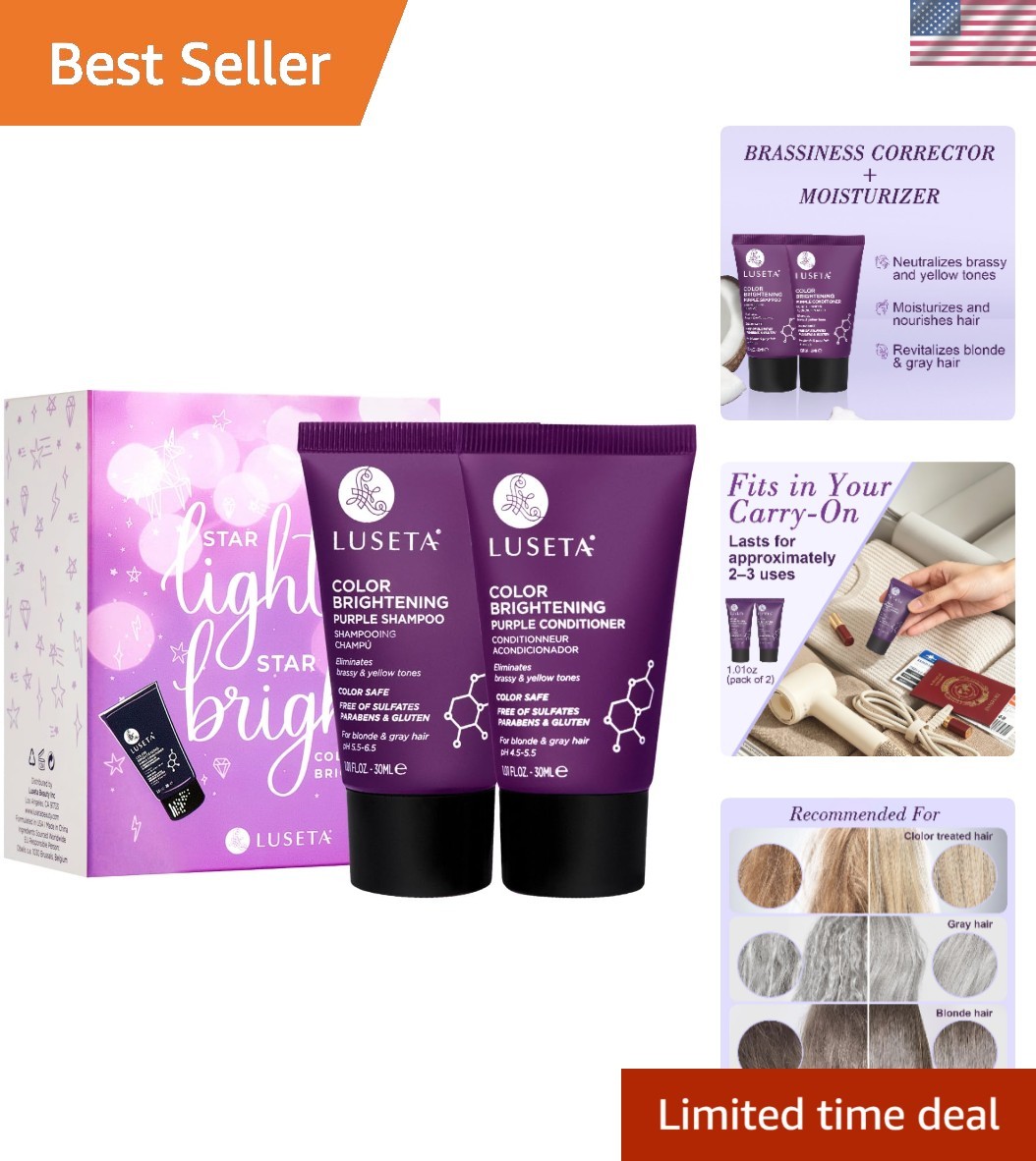 Color Safe Purple Shampoo & Conditioner Mini Kit for Blonde & Gray Hair – 2 Pack