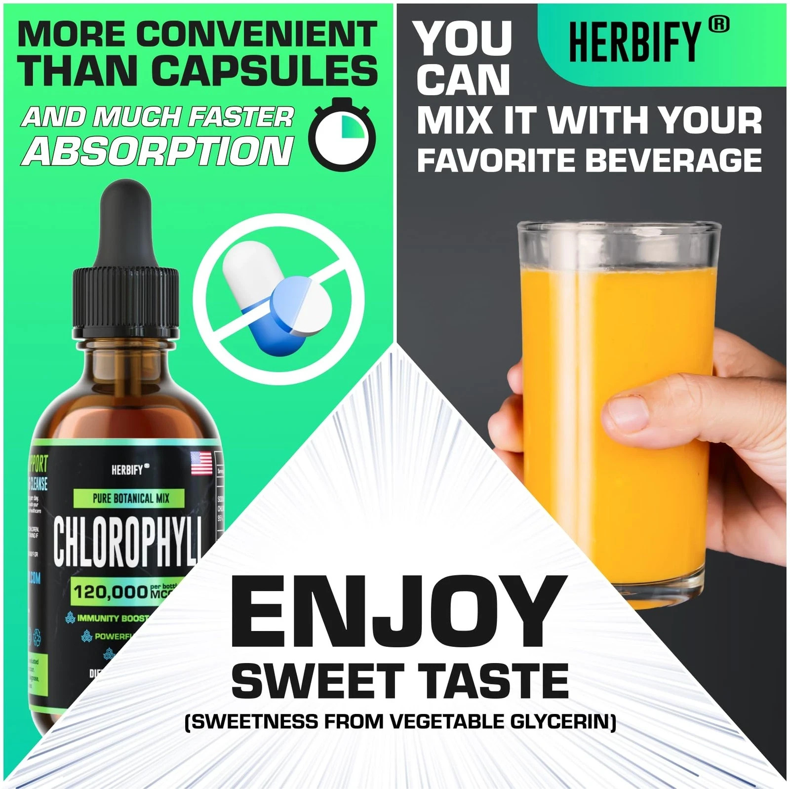 HERBIFY Chlorophyll Drops – Liquid Chlorophyll for Energy Boost & Immune Syst…
