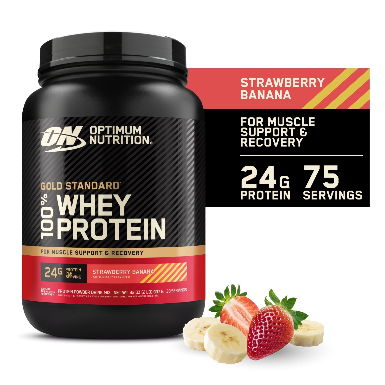 Optimum Nutrition Gold Standard Whey2lb Strawberry Banana FreeShip No Import fee