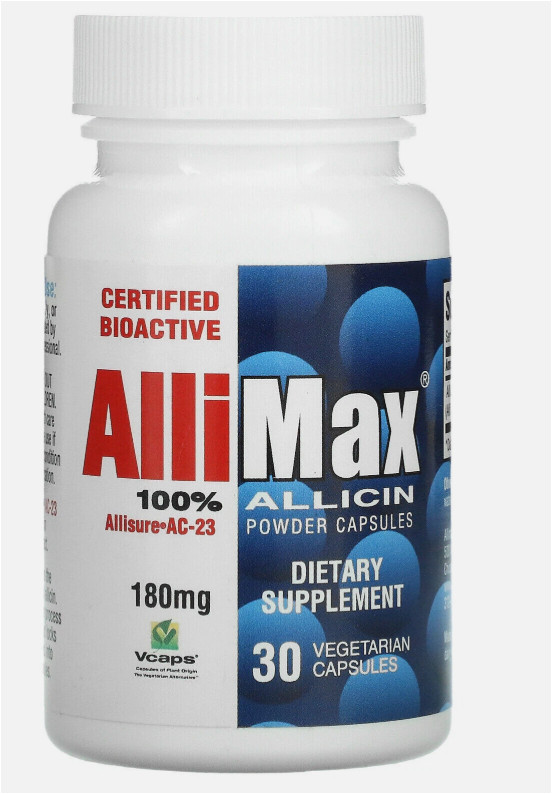 Allimax 100% Allicin 180 mg – 30 Vegetarian Capsules 11/2028