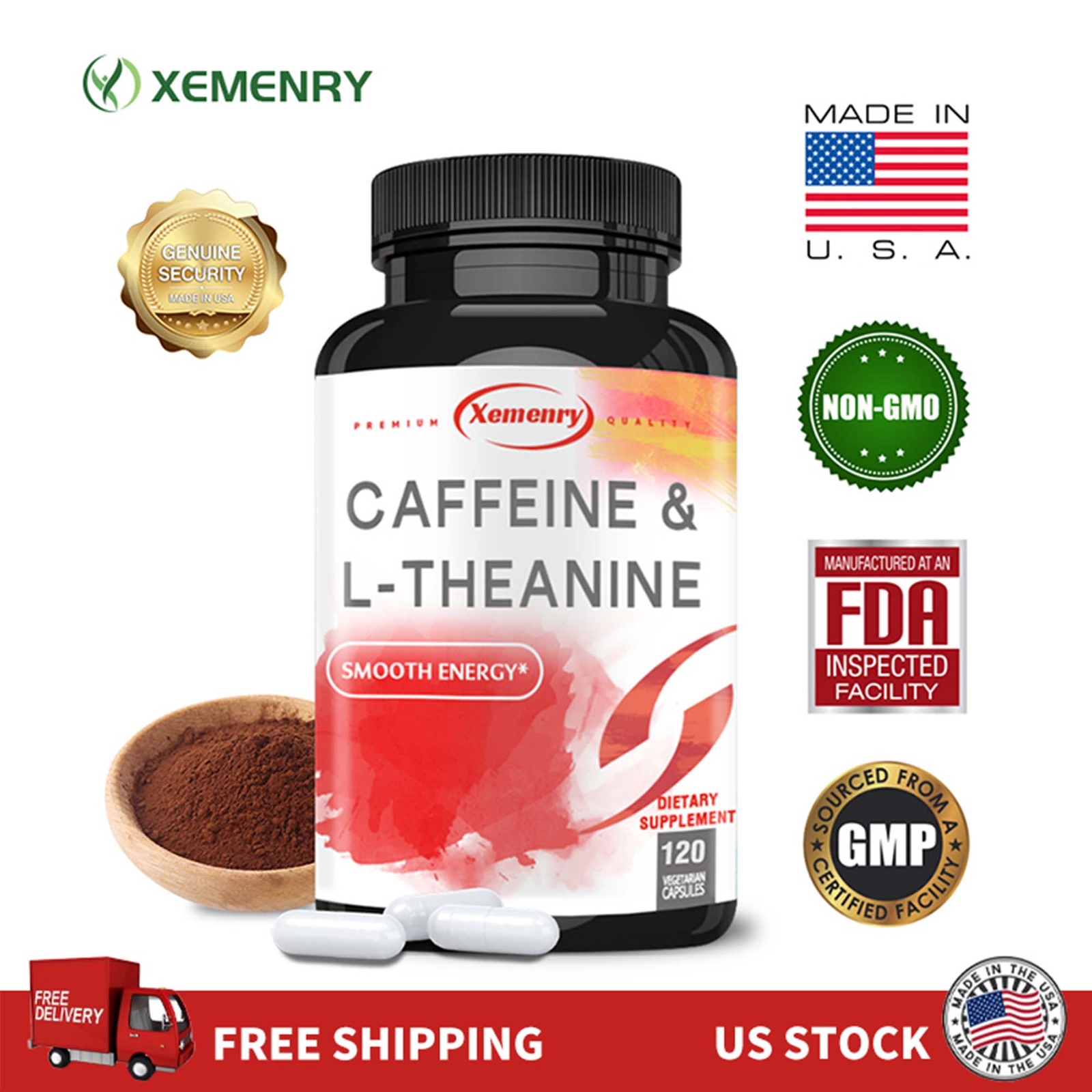 Caffeine & L-Theanine 150mg – Boost Energy & Focus, Relaxation, Calm, Sleep