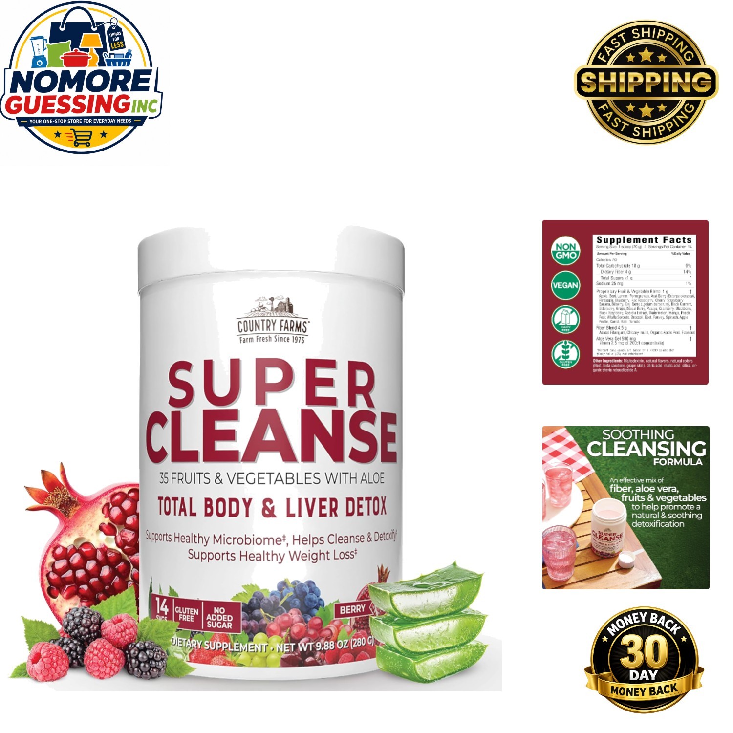 Gentle Super Cleanse Powder with 34 Fruits & Vegetables – & Gluten-Free