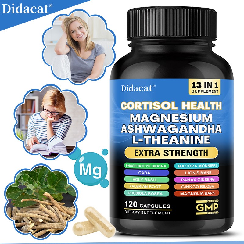 Cortisol Supplement Magnesium Blend 200mg L Theanine 150mg 120 Pills Non GMO