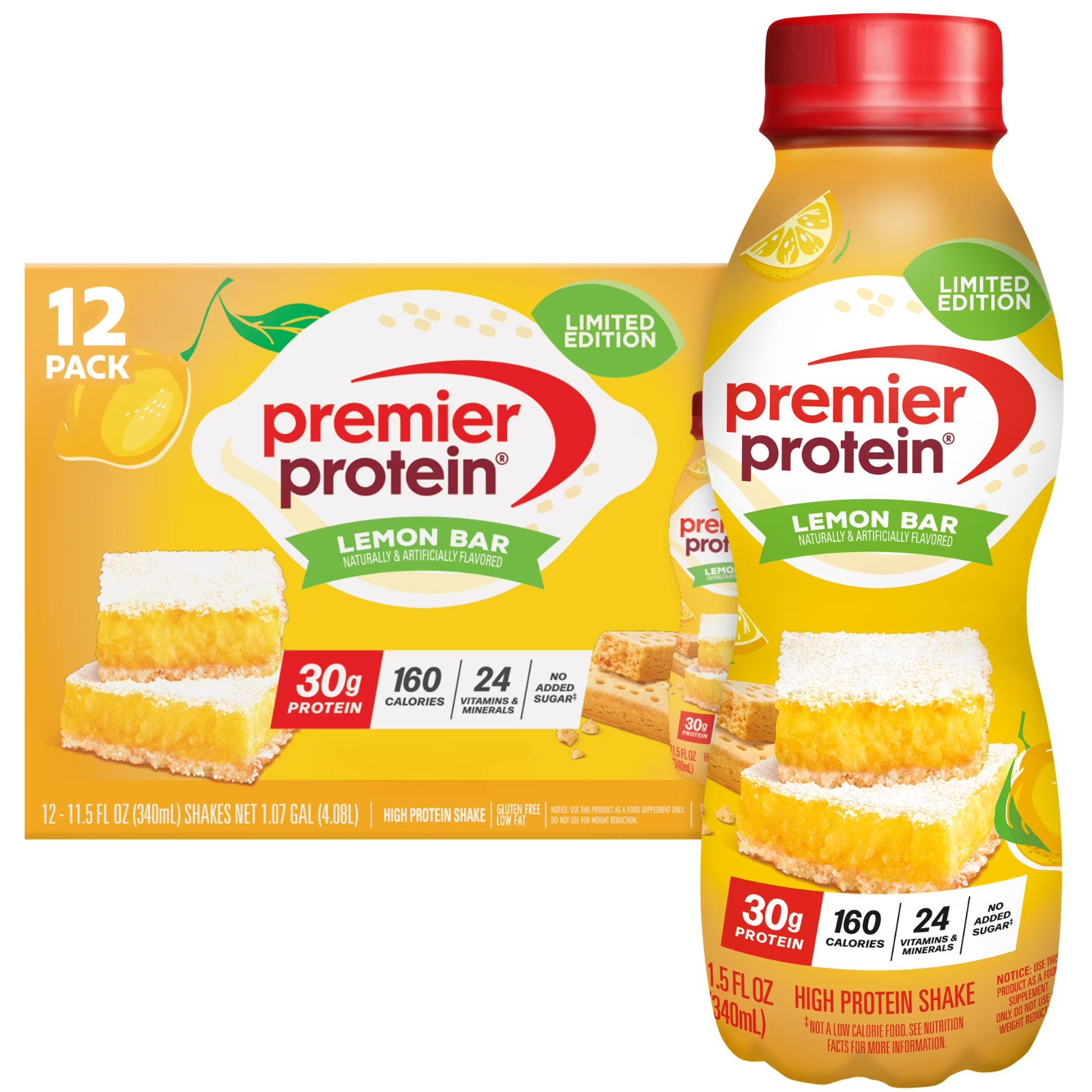 Premier Protein Shake, Lemon Bar, 30g Protein, 11.5 Fl Oz, 12Ct