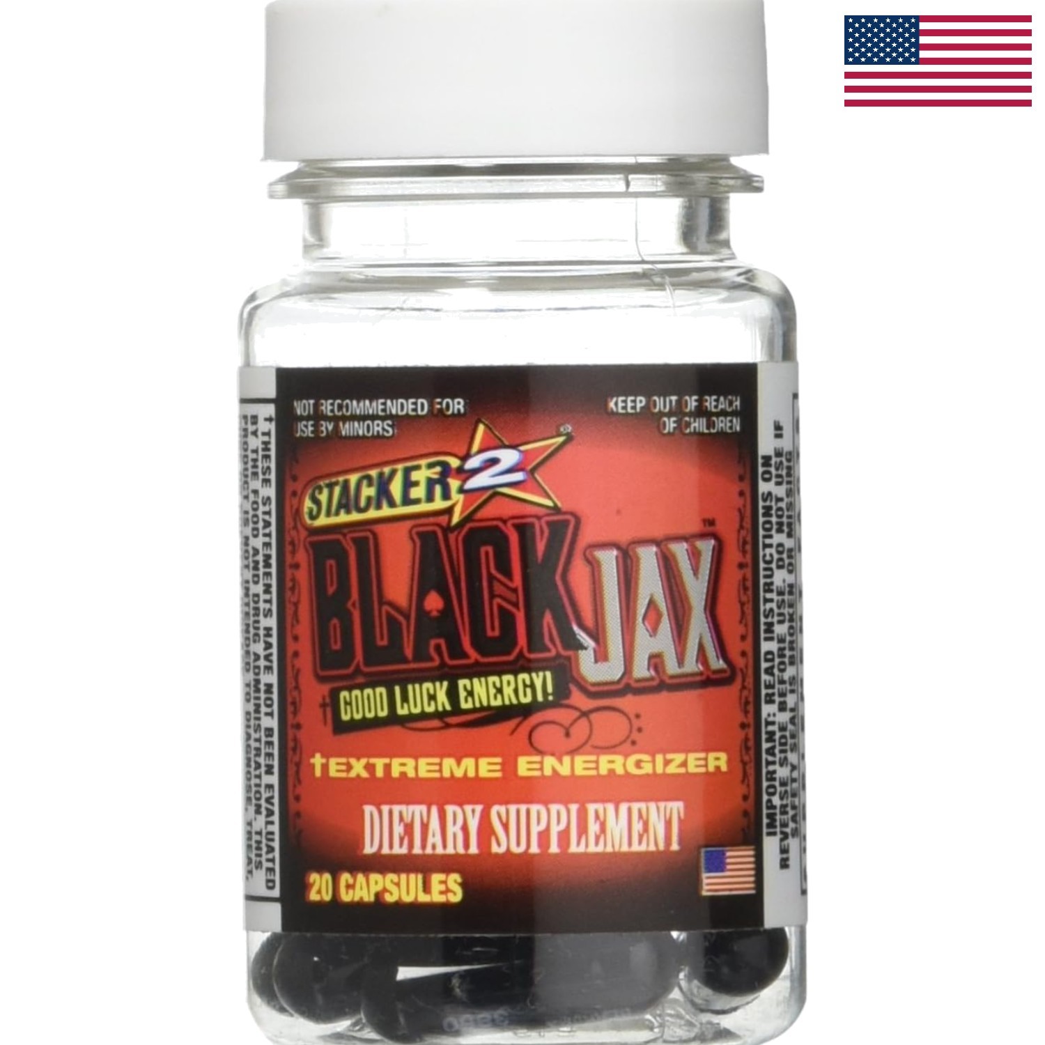 20 Count Black Jax Energy Capsules – Boost Focus with Guarana Flavor