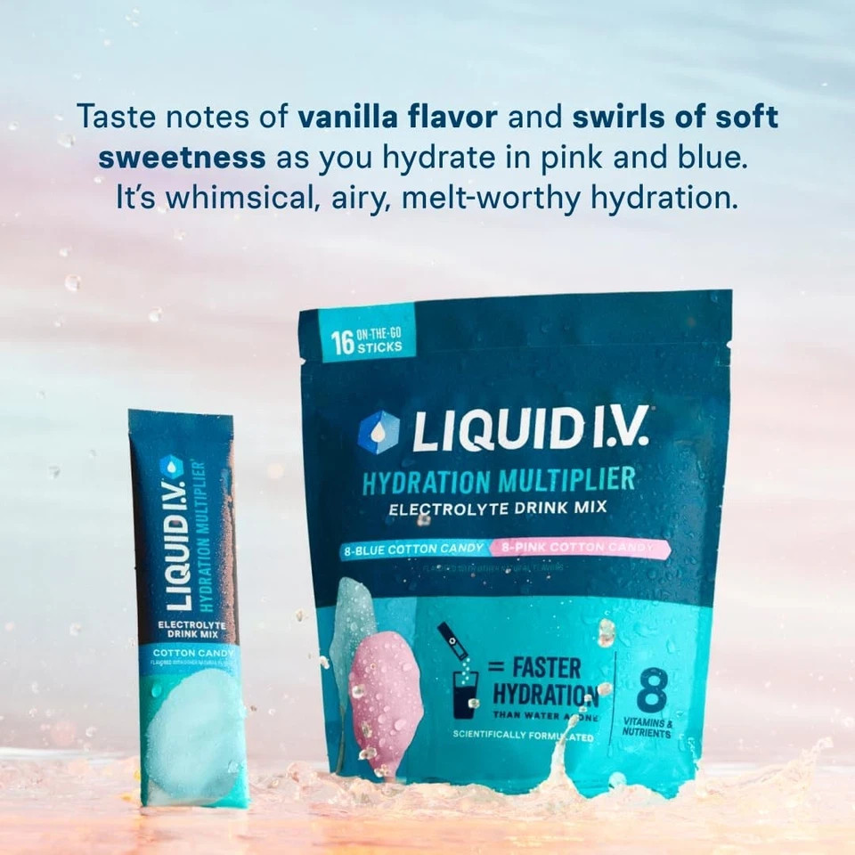 Liquid I.V. Hydration Multiplier Electrolyte Drink Mix, Cotton Candy, 16 Serving