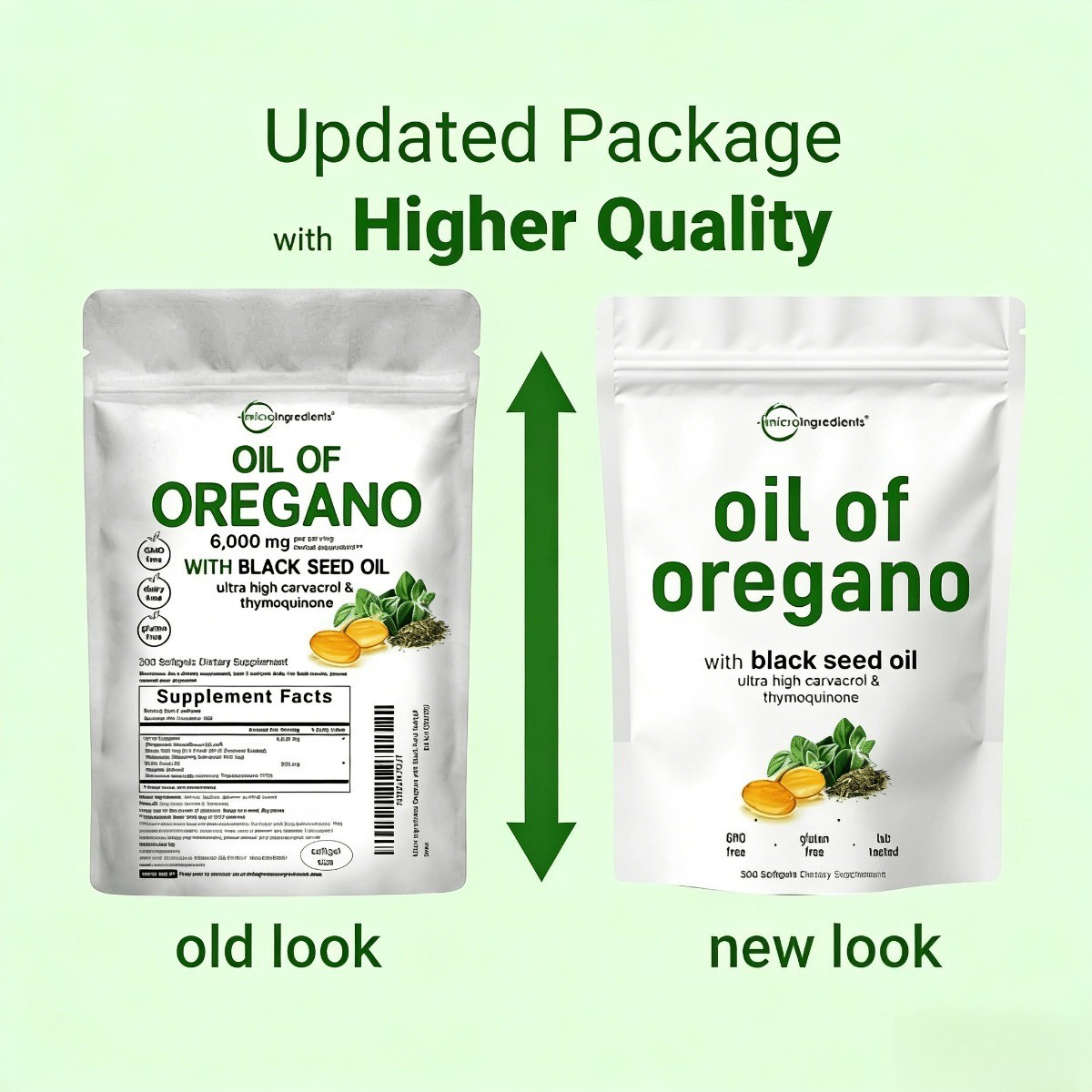Oil of Oregano Non-GMO Oil Black Softgels, & Count, 300 with Seed Gluten-Free
