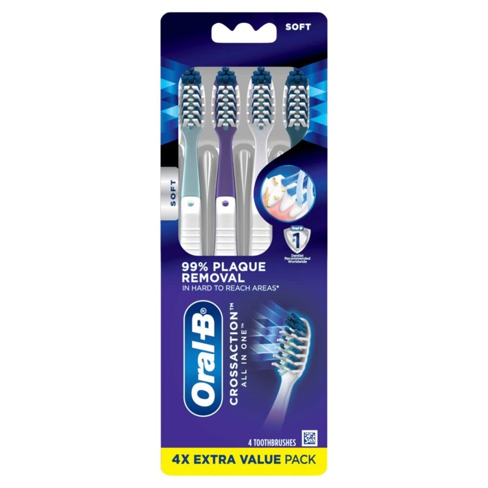 Oral B CrossAction All In One Toothbrush 4 Count Removes 99 of Plaque