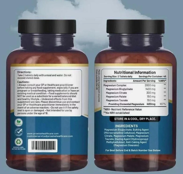 2000mg Magnesium Complex High Strength 4-in-1 Glycinate Tablets UK