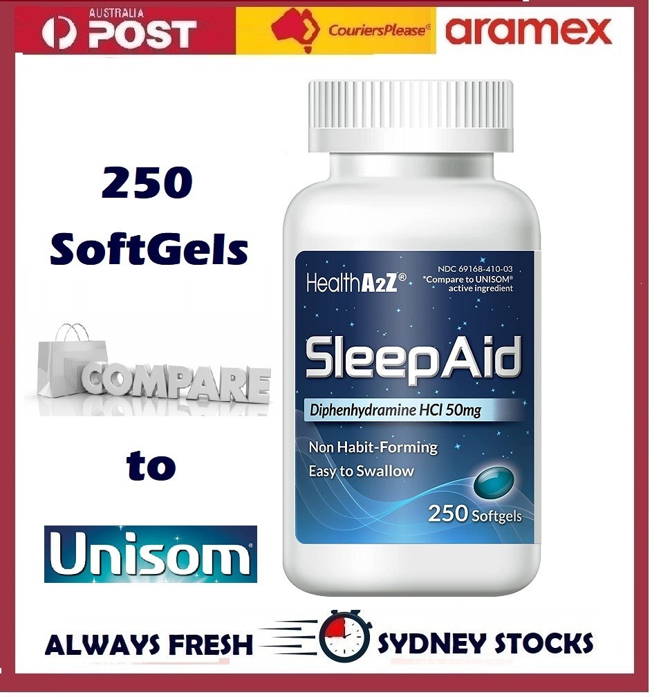 HealthA2Z Sleep Aid HCl 50mg 250 Softgels AU stocks AU BUYERS ONLY