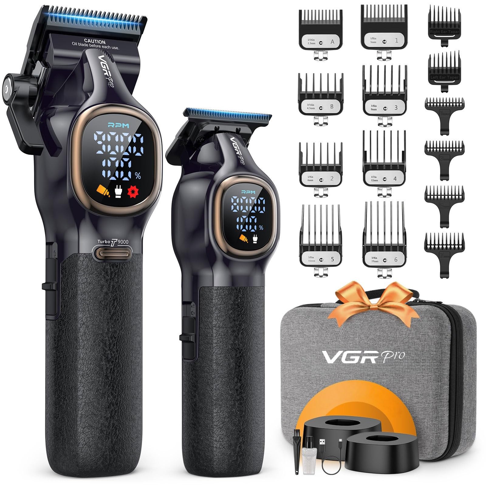 VGRPRO Professional Hair Clippers for Men, Barber Black