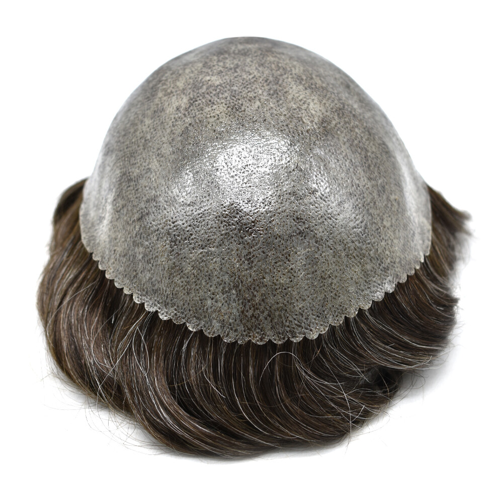 Men Human Hair Piece Replacement Systems Thin Skin Full Poly Toupee Hair Units