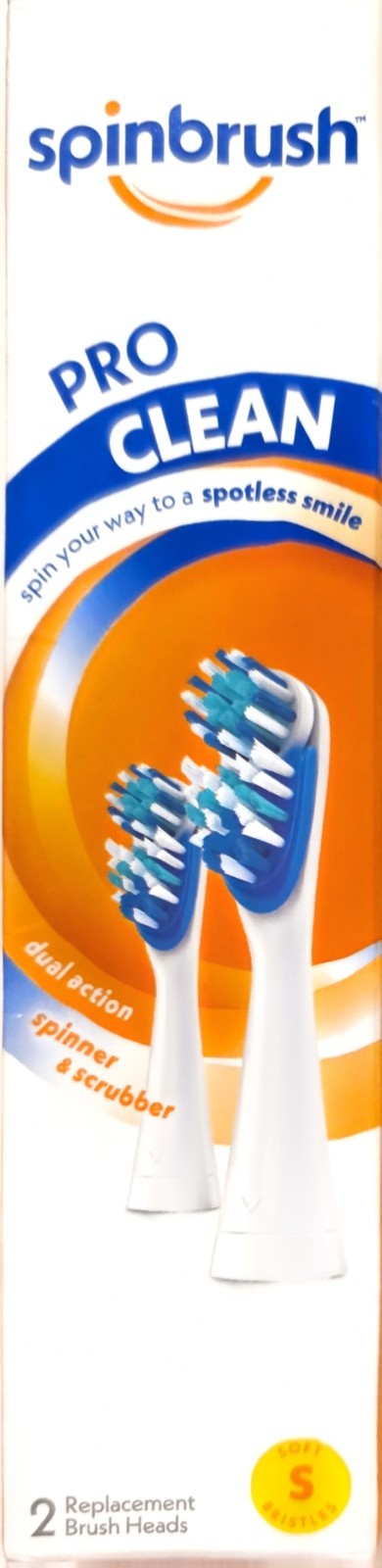 Spinbrush Toothbrush Pro Clean Replacement Heads Bristles 2-Pack New Sealed