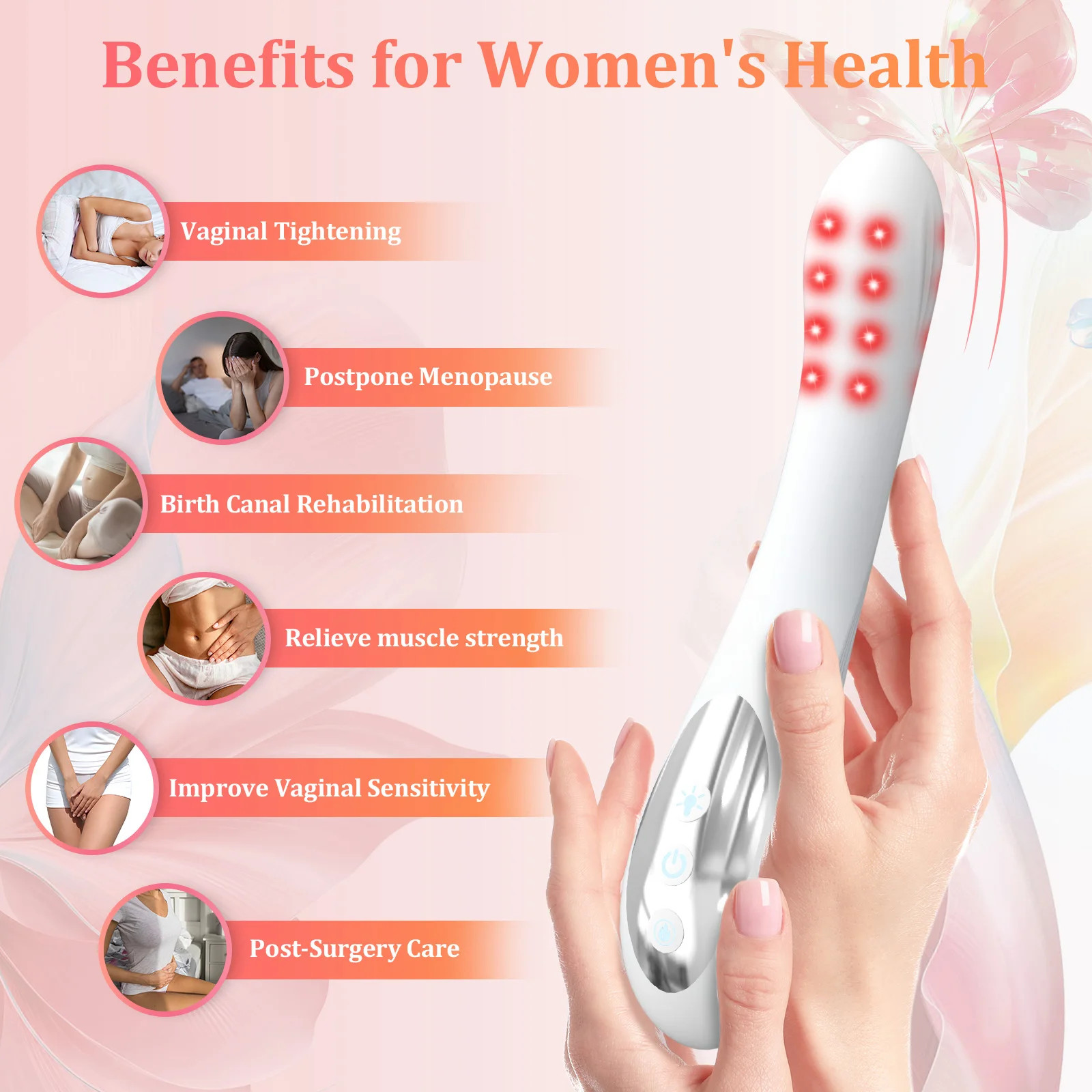 Red&Yellow&Blue Light Therapy Device with 8 Mode Female Light Therapy Device
