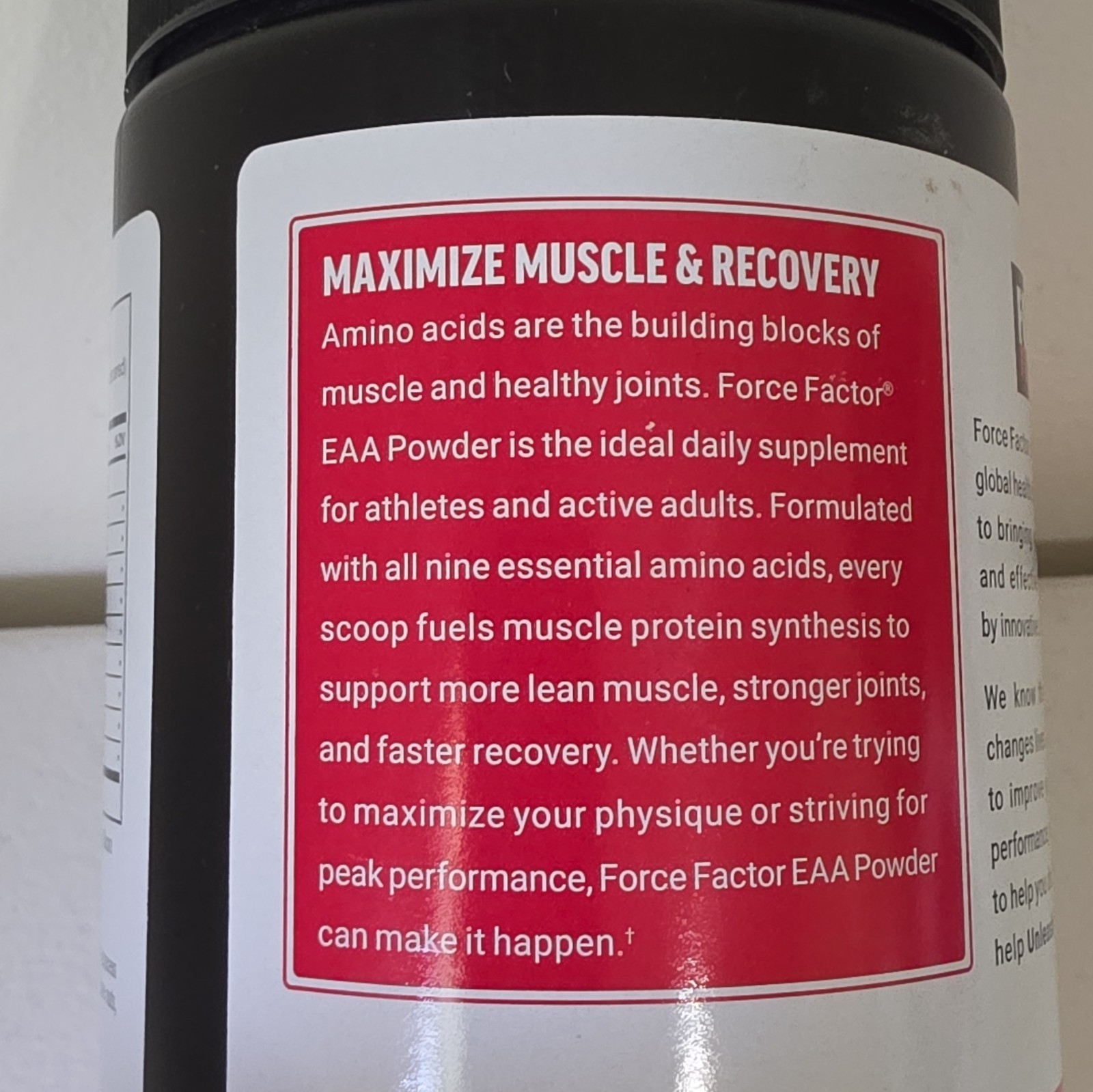 Force Factor EAA Essential Amino Acid Powder Orange Mango 10.4 oz 30 Servings