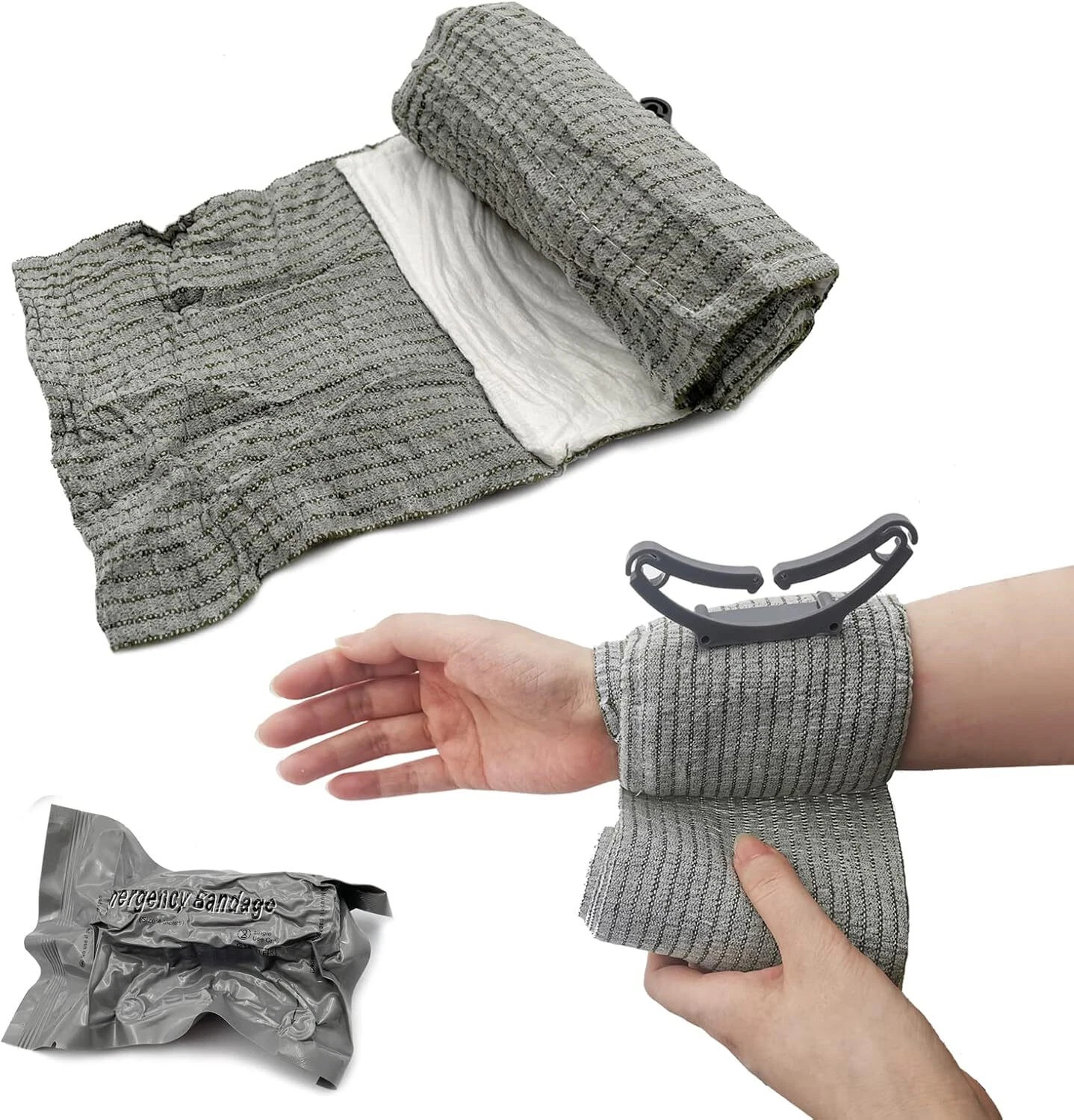 6 PACK 4″ Trauma Bandage Emergency Israeli Style Battle Wound Dressing First Aid