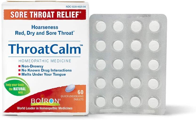 Boiron – ThroatCalm Homeopathic Medicine for Sore Throat Relief – 60 Tablets