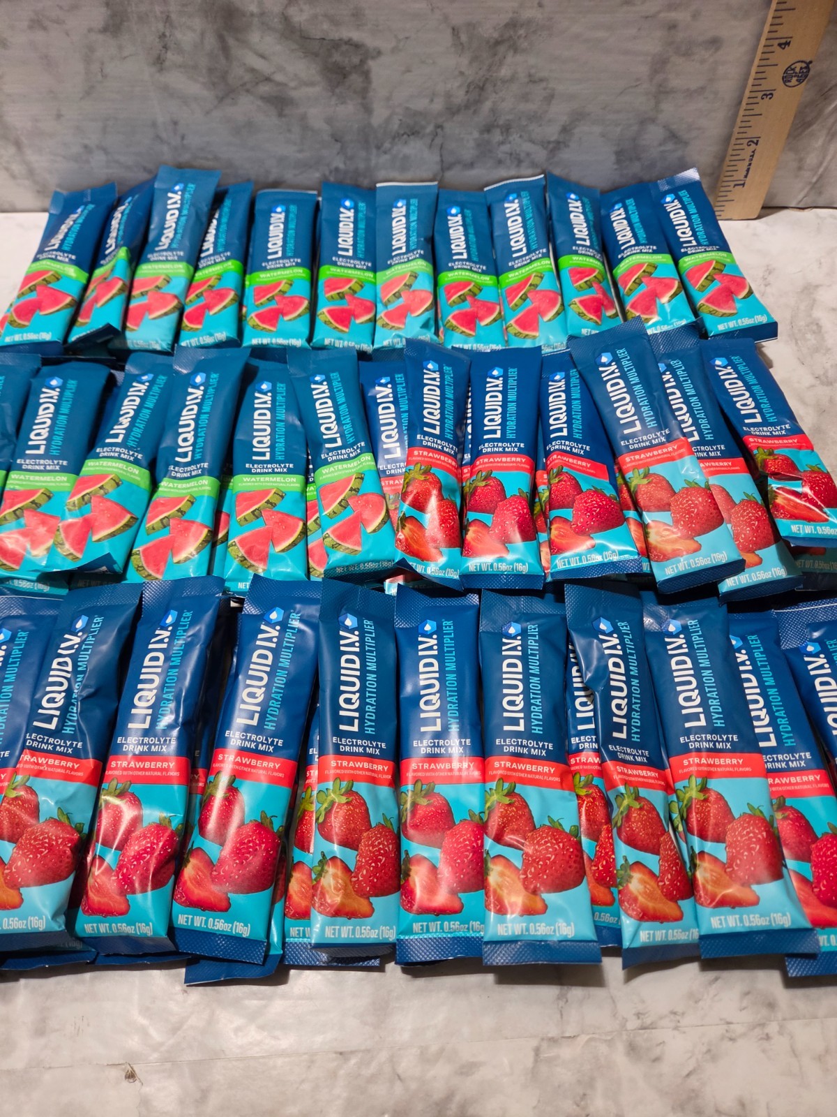 Liquid IV Hydration Strawberry Watermelon Lot of 78 0.56 oz Stick Packs 7/2026