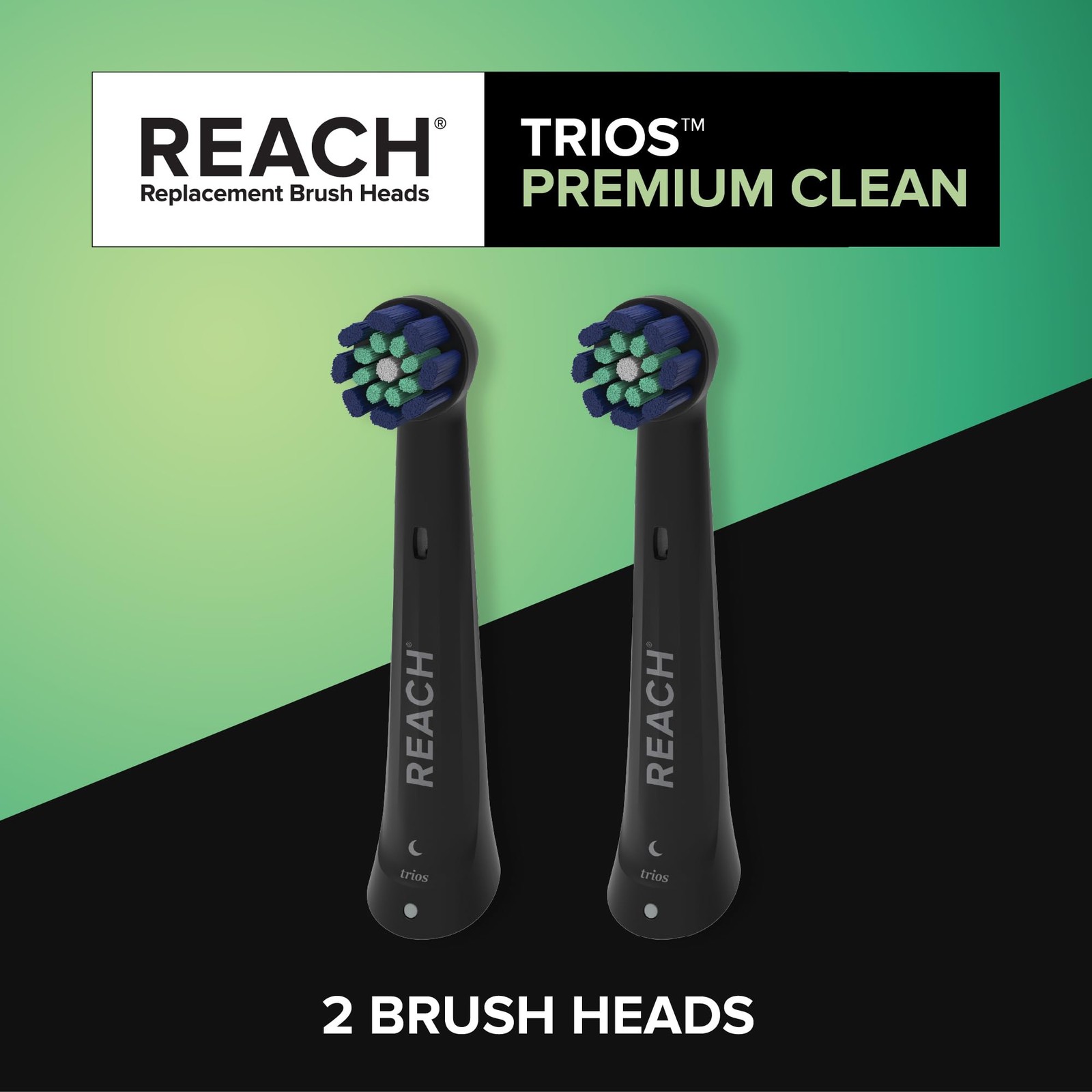 Premium Clean Replacement Toothbrush Heads, Black, 2 Ct, Fits All Oral-B iO E…