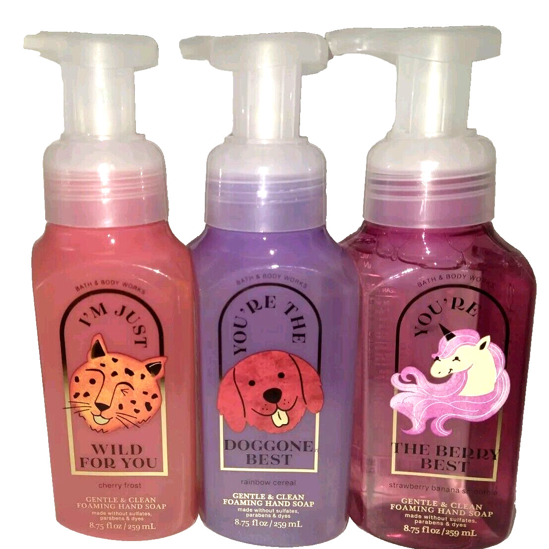 Bath Body Works Foaming Hand Soap Milk Cereal Cherry Strawberry Banana 3 PACK