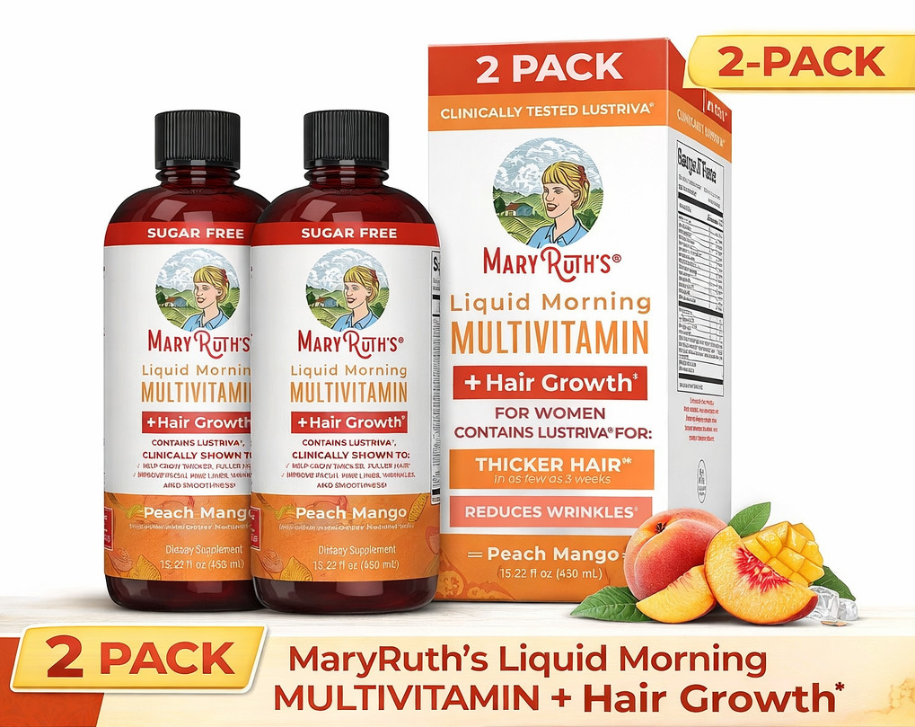 Mary Ruth’s Morning Multivitamin Hair Growth Solution 2 Pack Peach Mango 15.22OZ