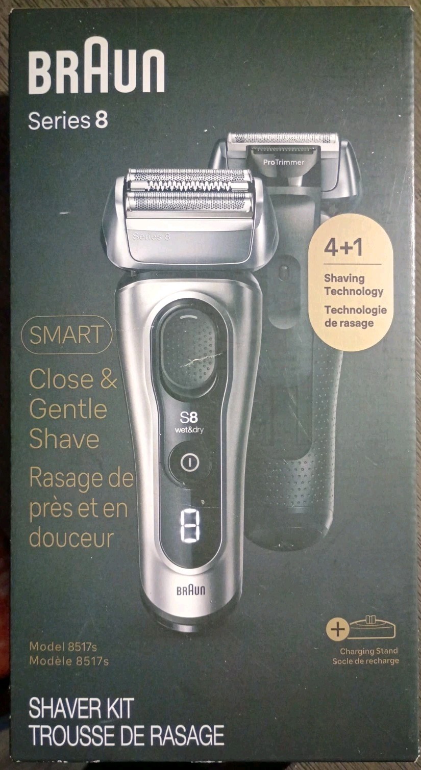 NEW BRAUN SERIES 8 MEN’S SMART SHAVER KIT CASE STAND 4+1 SHAVING TECH 8517S 5795