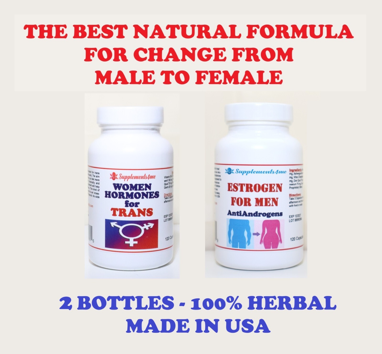 Natural help for change Male to Female capsules 2 Bottles – MADE IN USA