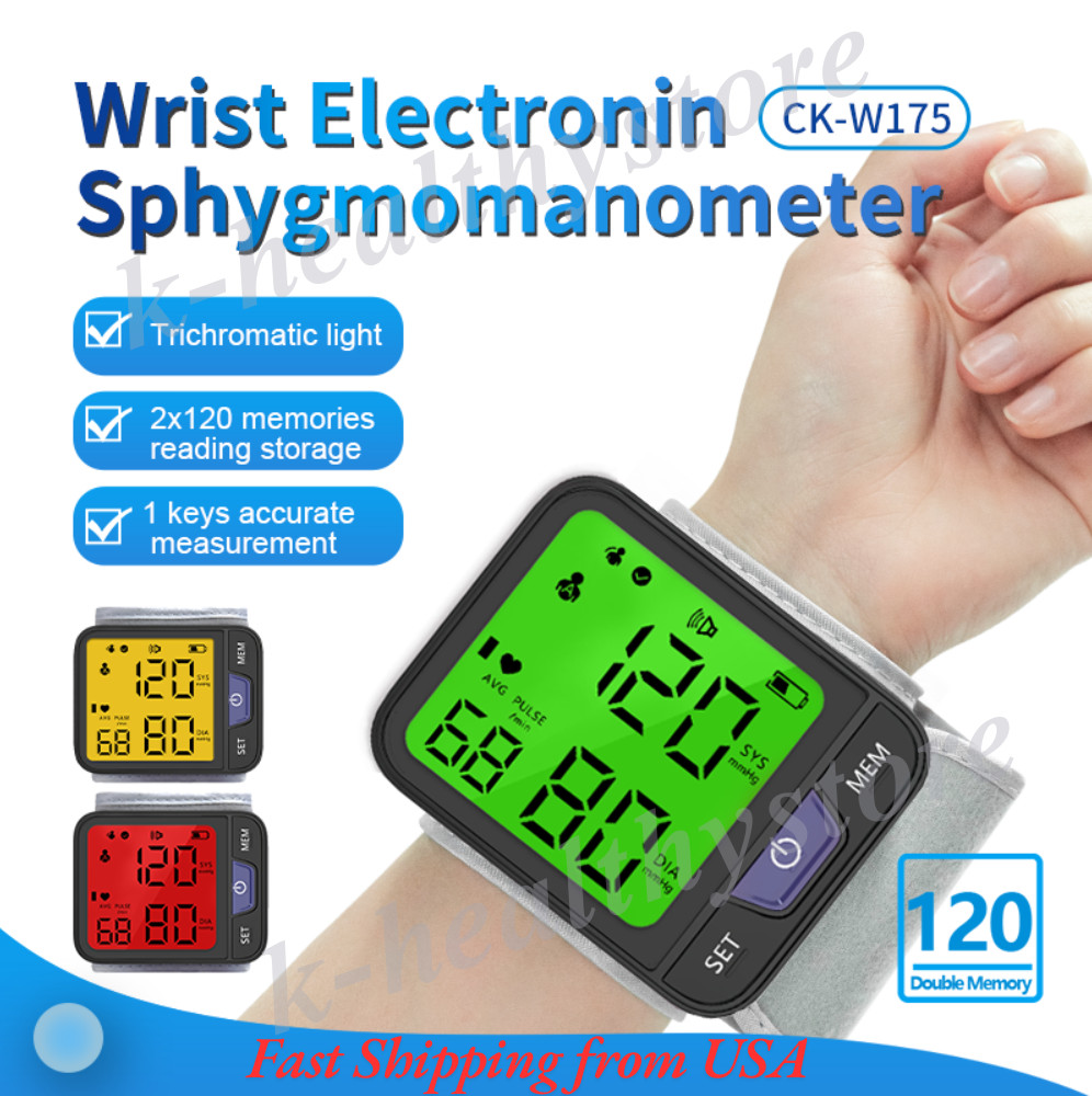 Wrist Blood Pressure Monitor Automatic BP Machine Digital Cuff Heart Rate LCD