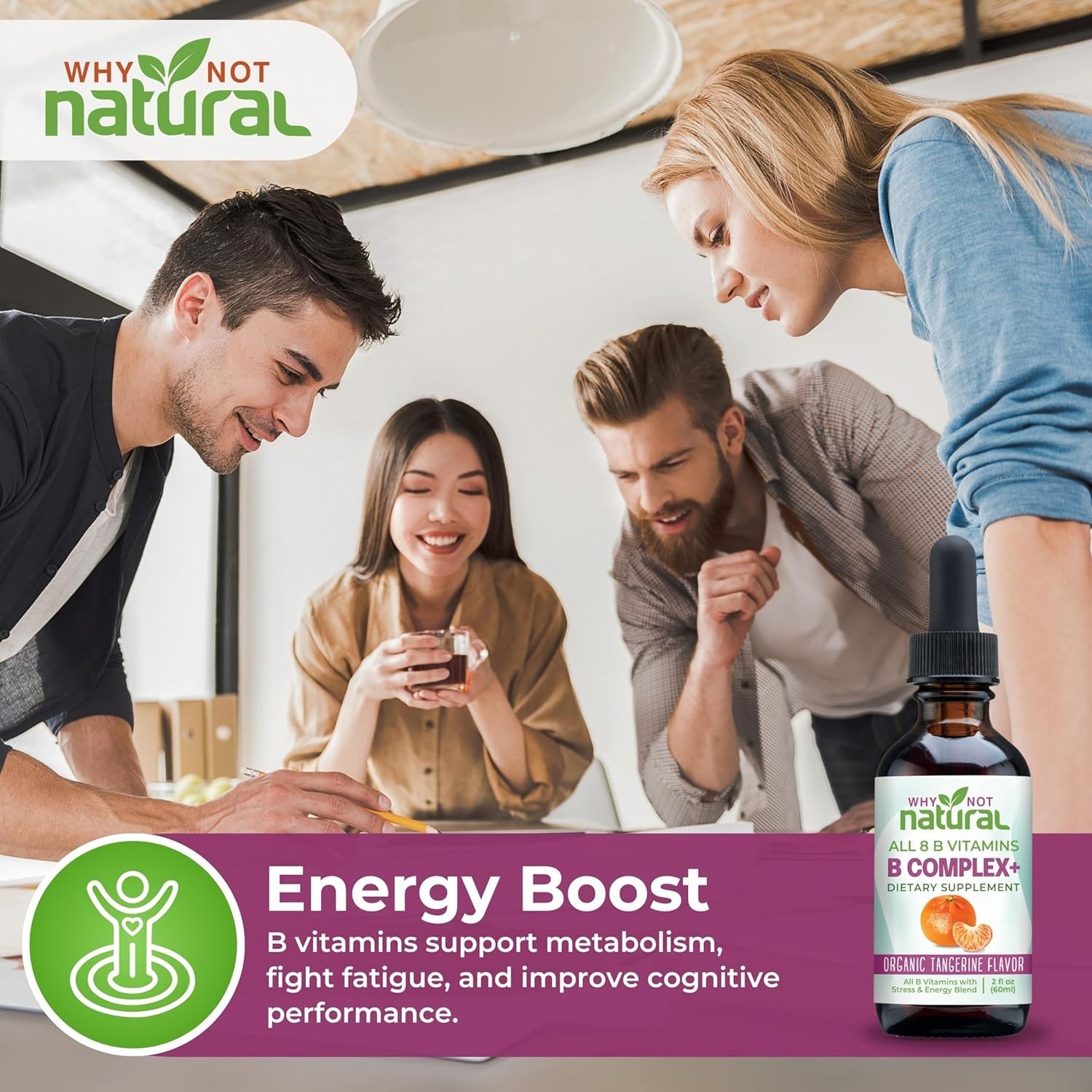Why Not Natural Vitamin B Complex Liquid Drops – Organic Supplement for Women –