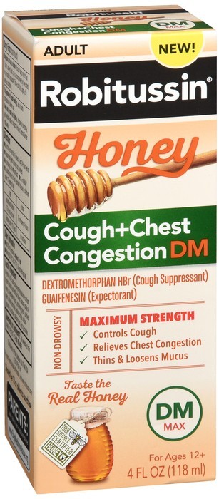 Robitussin Adult Honey Cough + Chest Congestion DM Liquid Maximum Strength 4 OZ