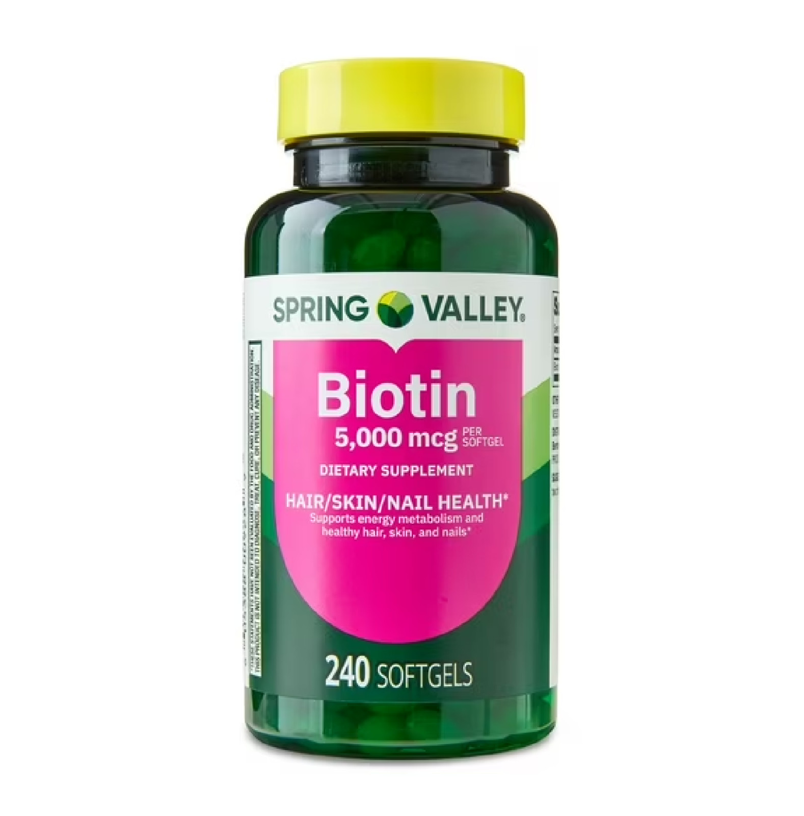 Spring Valley Biotin 5000 mcg Softgels, Hair Skin & Nails Support, 240 Count