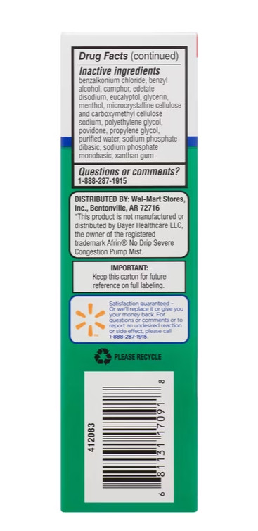 Equate Maximum Strength No Drip Severe Nasal Congestion Relief 1 fl oz (2 pack)
