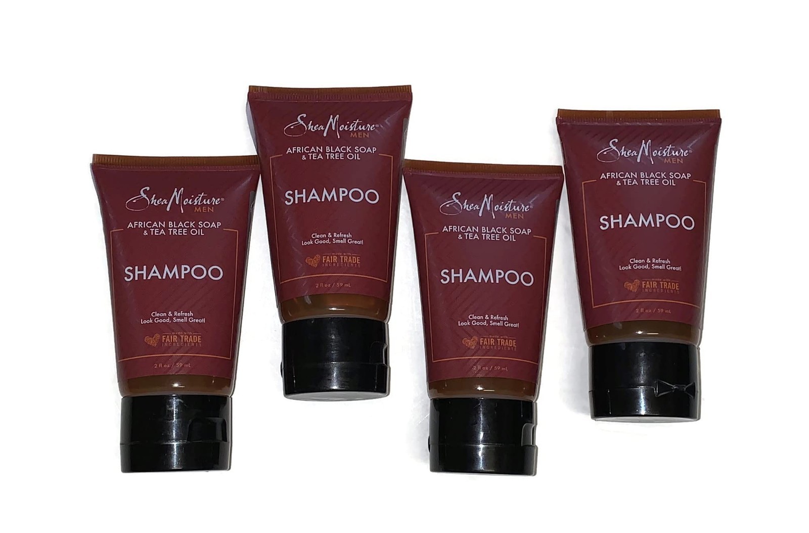 Lot of 4~Shea Moisture Men African Black Soap and Tea Tree Oil Shampoo 2oz each