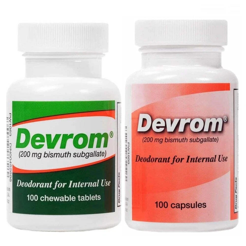 2 Bottles Devrom Chewable 100 Tablets + 100 Capsules
