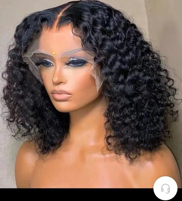 Curly Black Wig, Middle-Part Hairpiece for Women, 11-20 in Length, Curly Texture