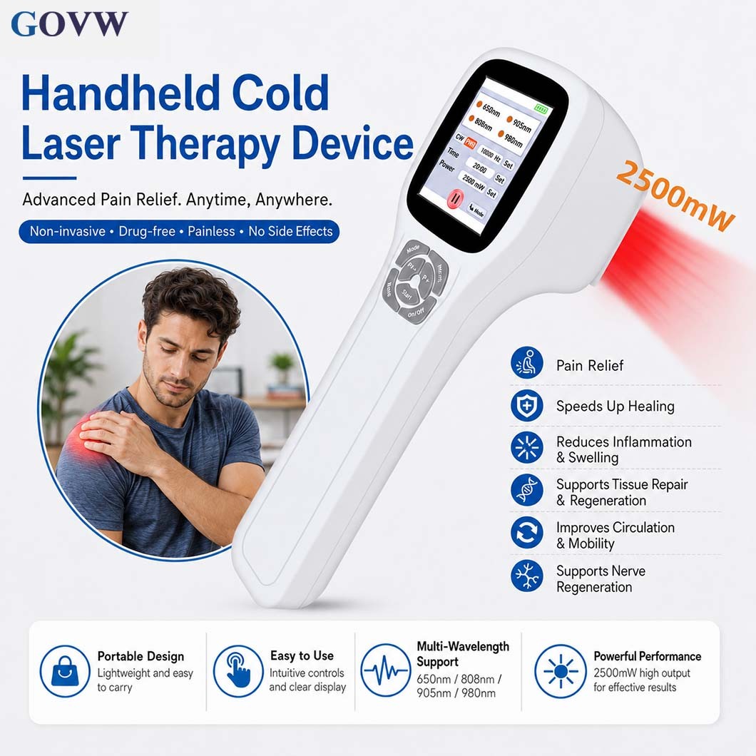 Cold Laser Therapy Device 650nm 808nm 905nm 980nm for Pain Relief 25 Diodes Home