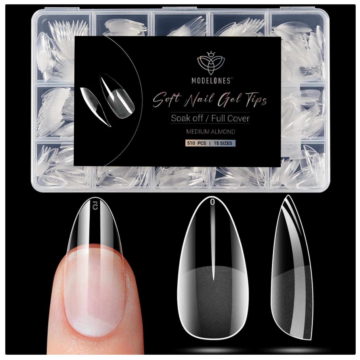 Almond Fake Nail Tips -510Pcs Medium Soft Gel Nail Tips Almond Shape Pre Etch…