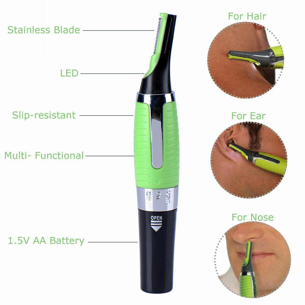 Hot Men Nose Ear Face Neck Eyebrow Hair Mustache Beard Trimmer Shaver Clipper PE