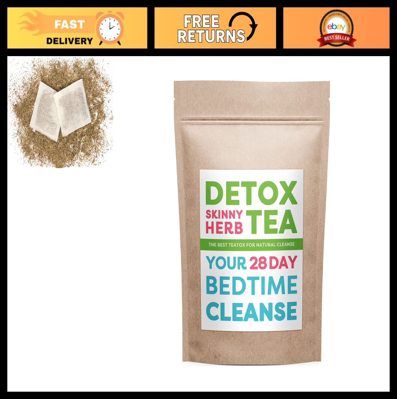 28-Day Detox Cleanse Tea – Natural Bedtime Herbal Tea for Weight Loss & Wellness